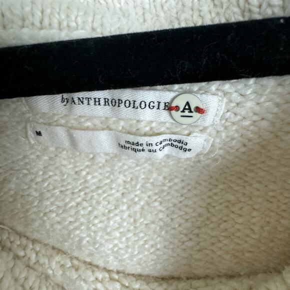 Anthropologie Turtleneck Sweater Ivory Long Sleeve Size Medium Relaxed Offwhite - Picture 4 of 8